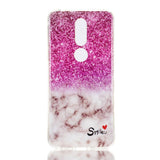 Nokia 7.1 Fleksibel Marble Deksel Pink