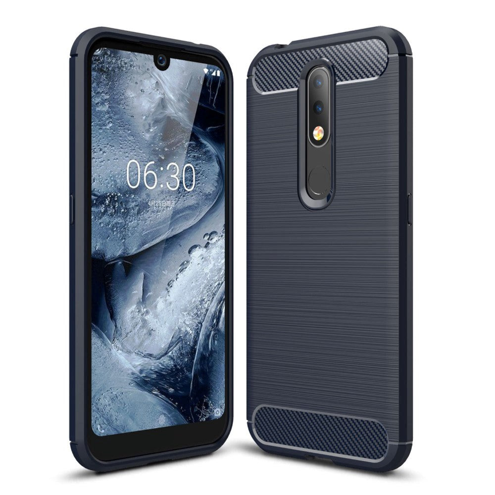 Nokia 4.2 Plastdeksel Carbon Tekstur Blå