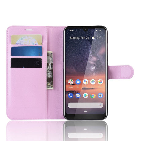 Nokia 3.2 Skinn Flip Deksel m. Lommebok - Pink