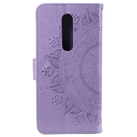 Nokia 2.4 Skinn Flip Deksel - Mandala Mønster Lilla