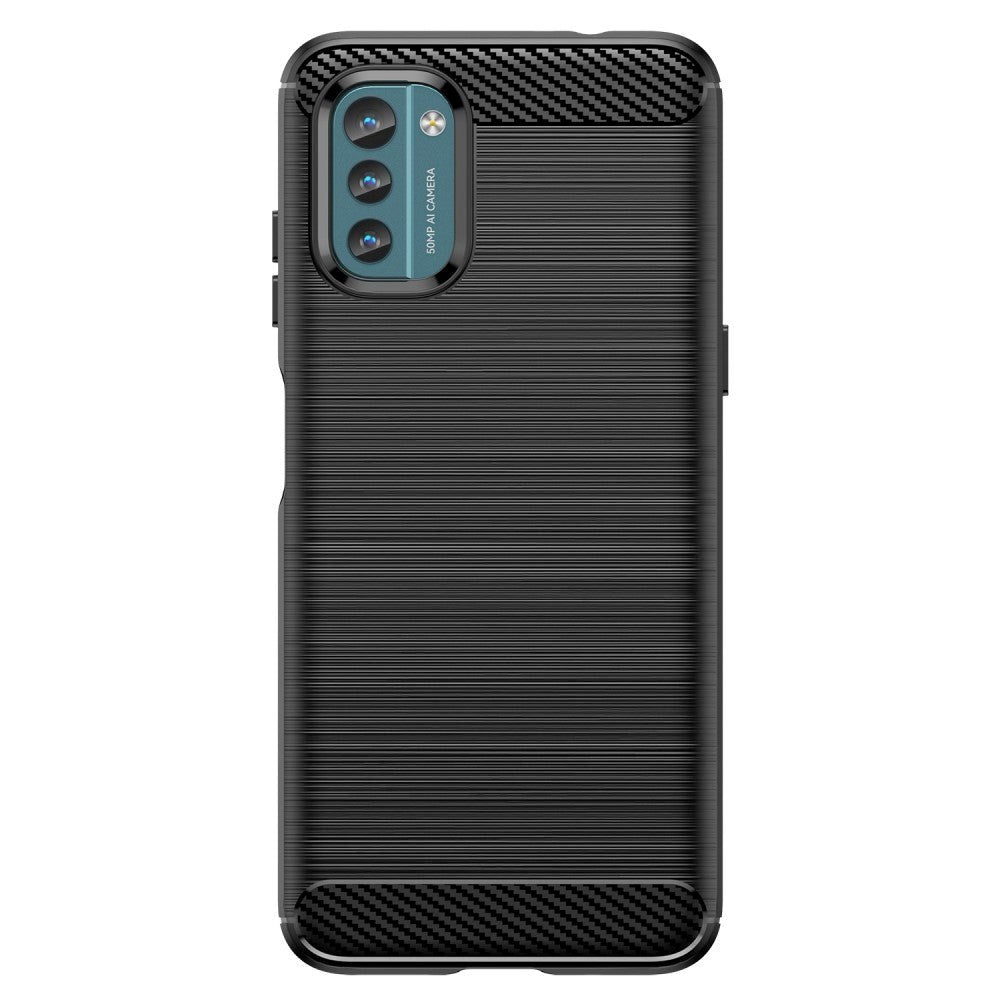 Nokia G21 / G11 Brushed Carbon Fiber Fleksibelt Plast Deksel - Svart