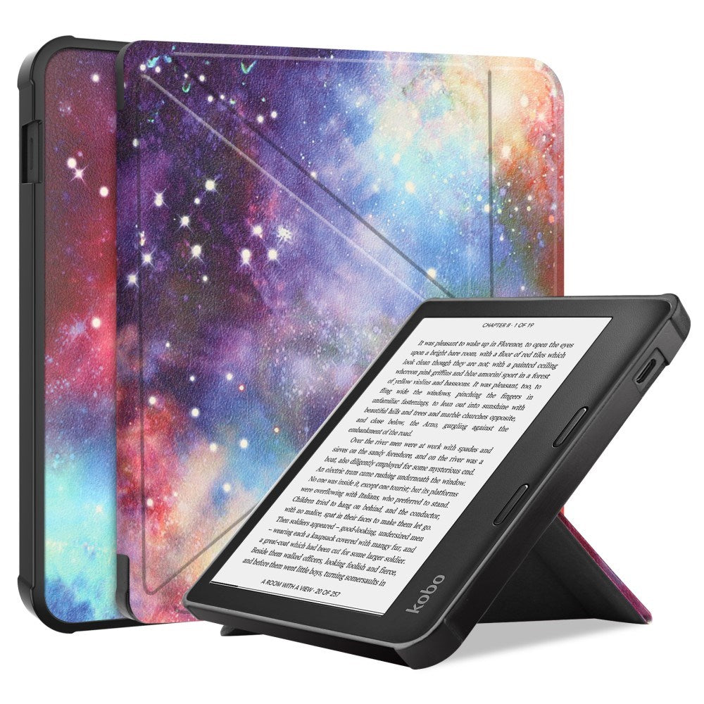 Kobo Libra 2 Origami Kunstskinn Deksel - Galaxy