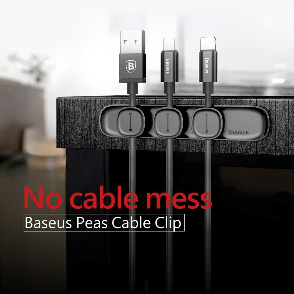 Baseus Peas Magnetisk Kabel Klips Holder - Svart