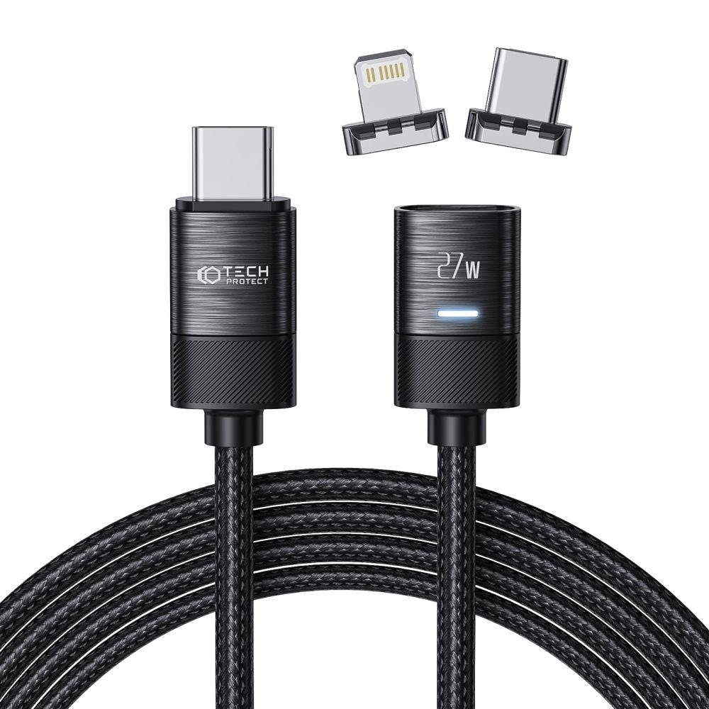 Tech-Protect Ultraboost 3A 2-in-1 Kabel USB-C til USB-C og Lightning 2m - Svart