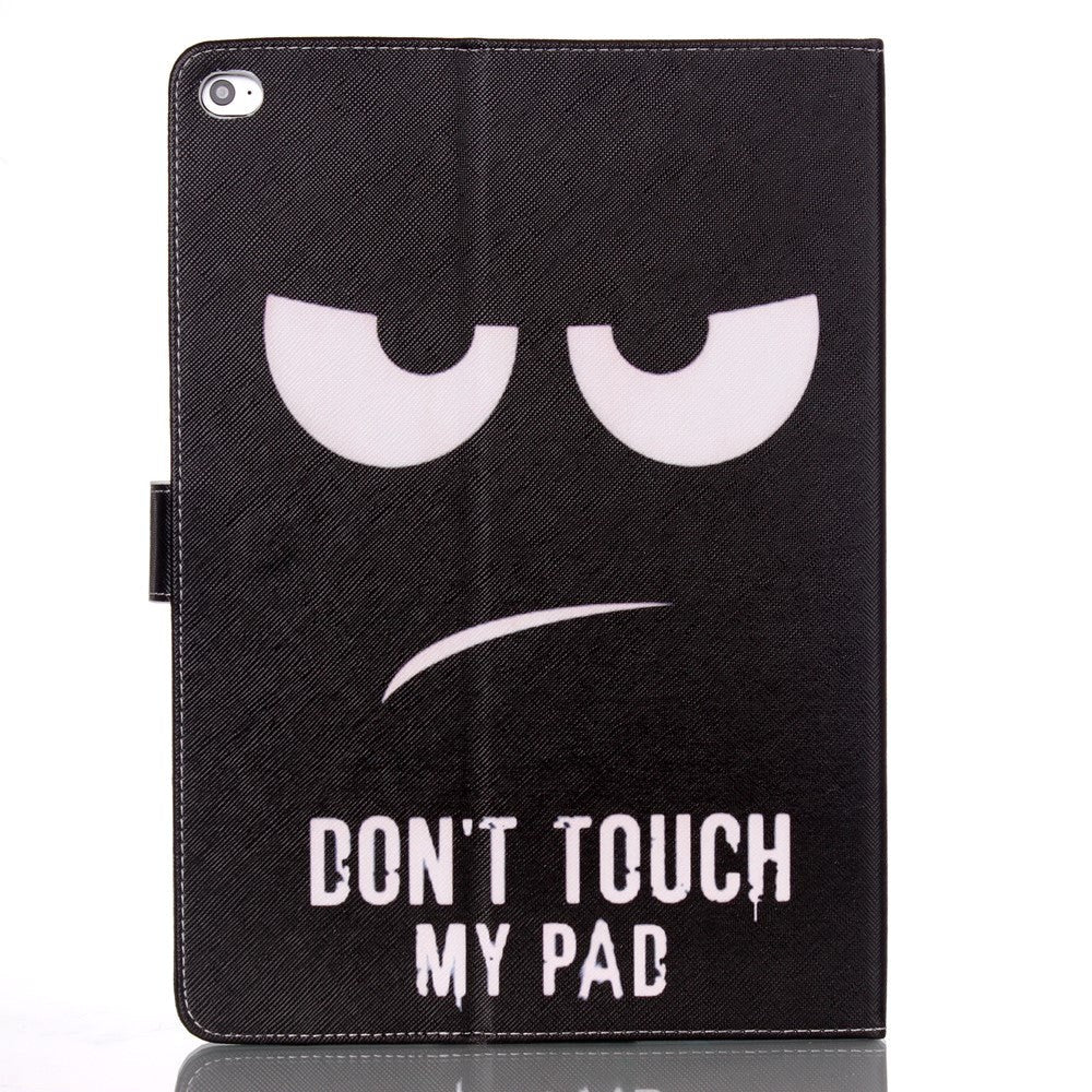 iPad Air 2 Deksel med Stativfunksjon & Kortholder "Don't Touch My Pad" - Svart