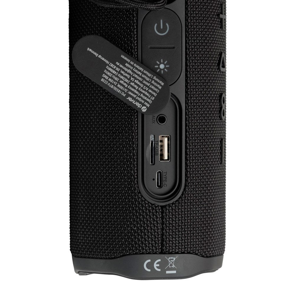 Denver IPX5 Vannbestandig Trådløs Bluetooth Høyttaler med Innebygd Lys - Blå