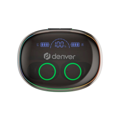 Denver True Wireless Hodetelefoner med Lyseffekt - In-Ear - Svart