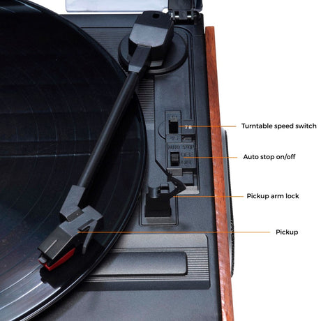 Denver VPR-190MK3 Platespiller med 2 x 15W Innebygde Høyttalere & FM-Radio - Brun