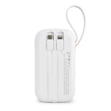 Xceed Powerbank - 10 000 mAh - Innebygde kabler - Hurtiglading - Hvit