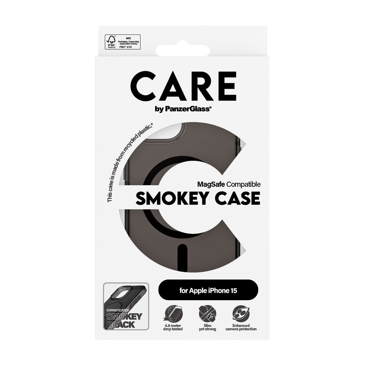 CARE by PanzerGlass iPhone 15 FLAGSHIP Urban Combat-deksel - MagSafe Kompatibel - Smokey / Black