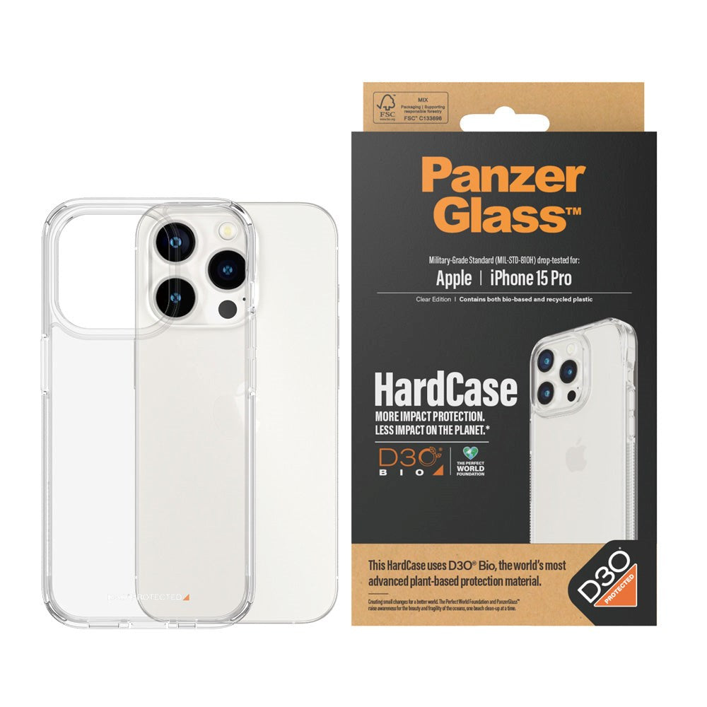 iPhone 15 Pro Deksel PanzerGlass D3O Bio HardCase - Gjennomsiktig