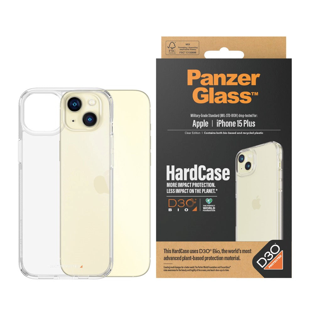 iPhone 15 Plus Deksel PanzerGlass D3O Bio HardCase - Gjennomsiktig