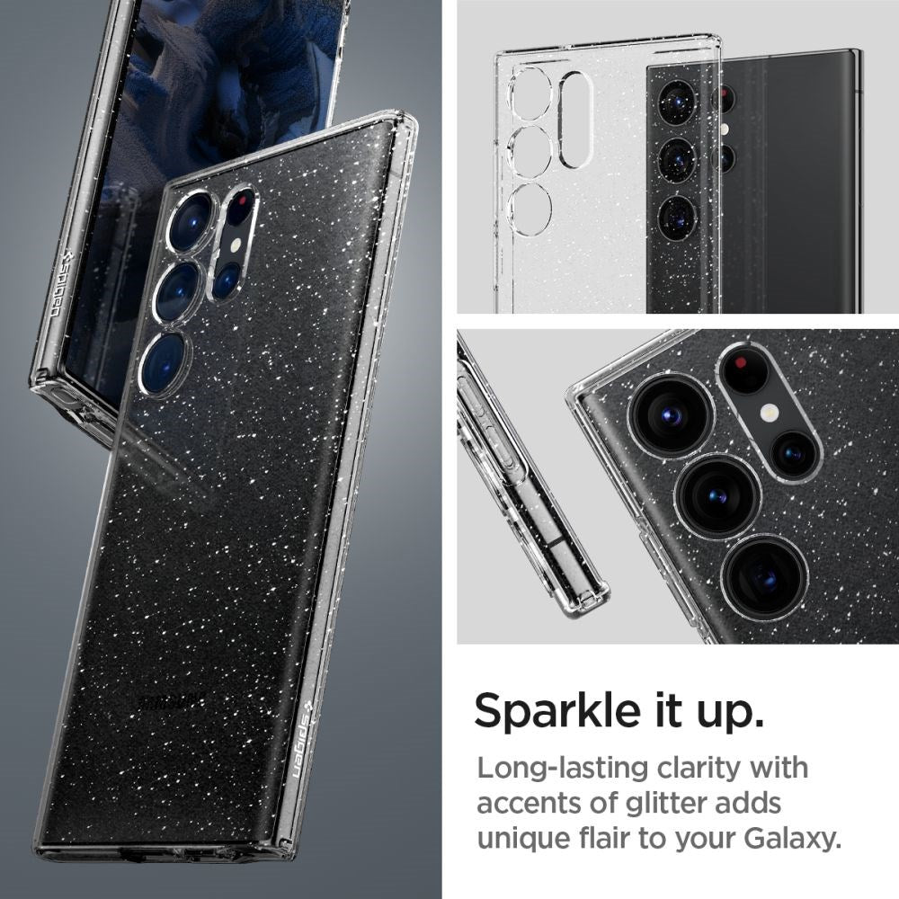 Spigen Samsung Galaxy S23 Ultra Liquid Crystal Glitter Deksel - Gjennomsiktig