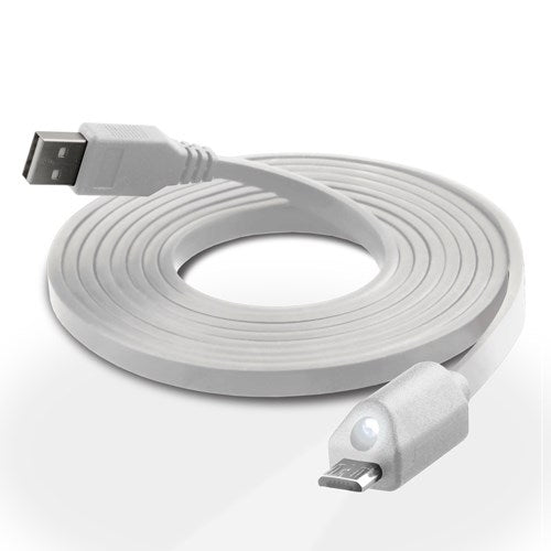 Naztech Micro-USB kabel med Lys - Hvit