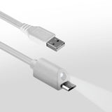 Naztech Micro-USB kabel med Lys - Hvit