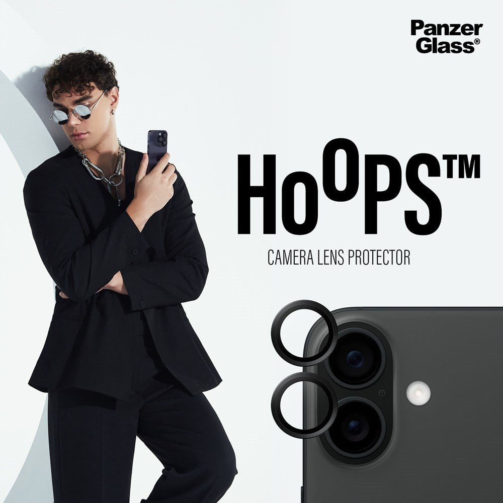 iPhone 16 / 16 Plus PanzerGlass Hoops - Kamerabeskyttelse - Gjennomsiktig / Svart
