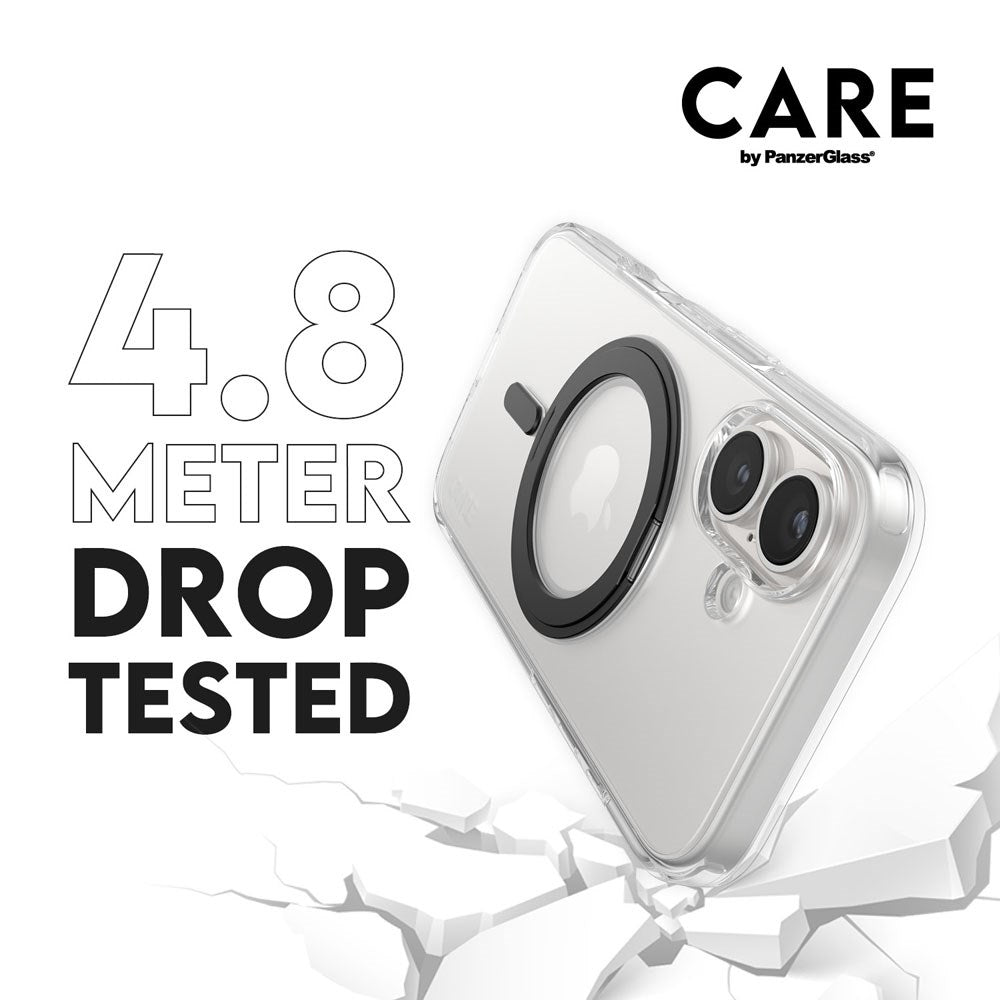 CARE by PanzerGlass iPhone 16 Feature Kickstand Deksel - MagSafe Kompatibel - Transparent / Black