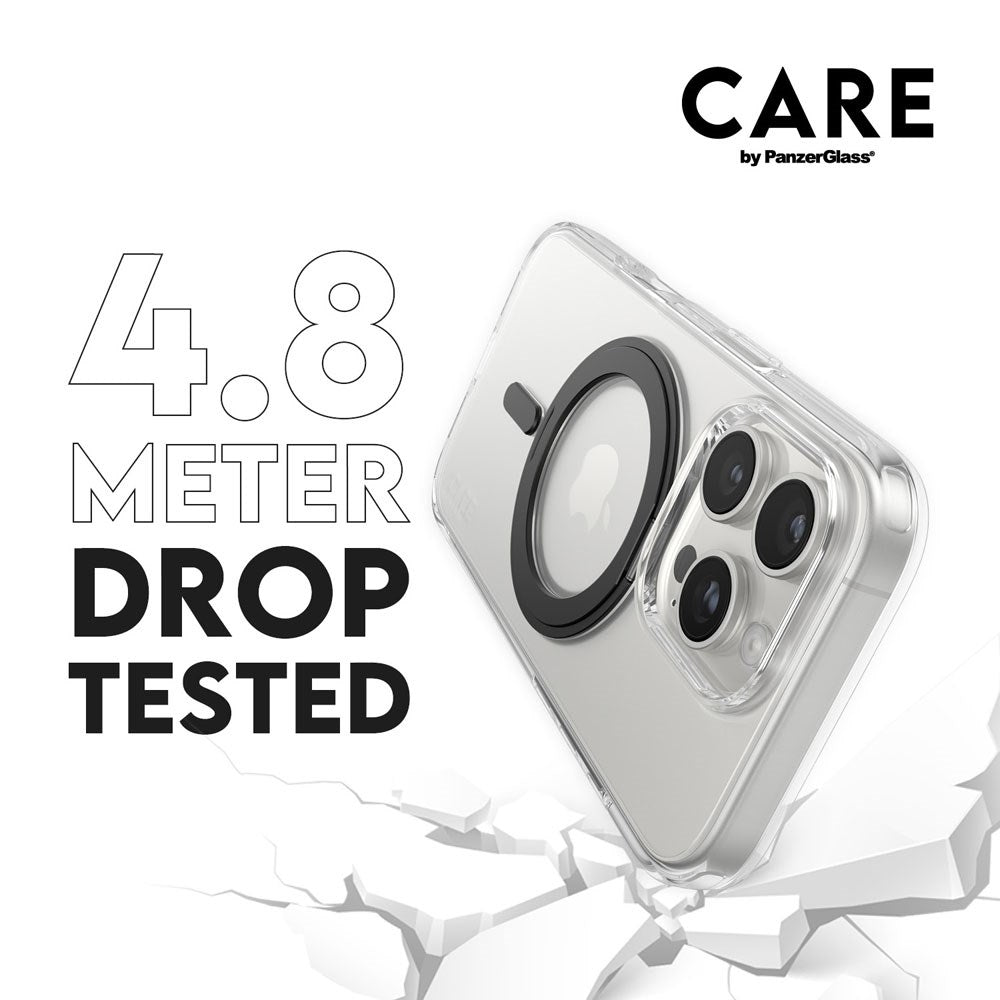 CARE by PanzerGlass iPhone 16 Pro Feature Kickstand Deksel - MagSafe Kompatibel - Transparent / Black