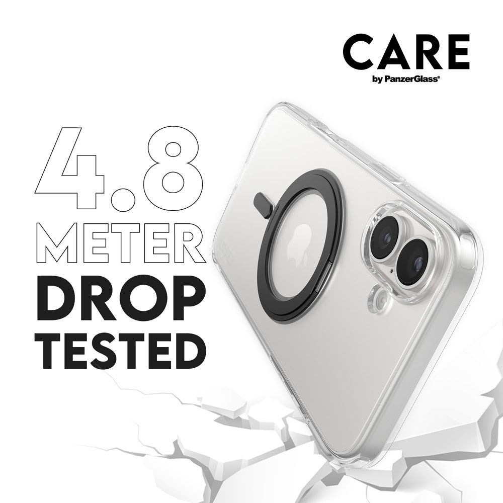 CARE by PanzerGlass iPhone 16 Plus Feature Kickstand Deksel - MagSafe Kompatibel - Transparent / Black
