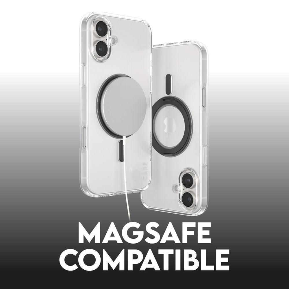 CARE by PanzerGlass iPhone 16 Plus Feature Kickstand Deksel - MagSafe Kompatibel - Transparent / Black