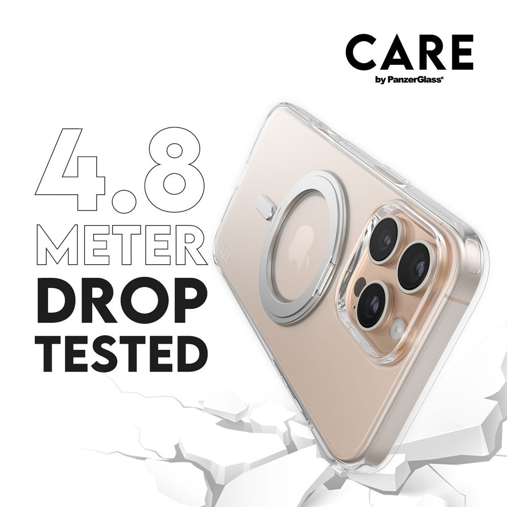 CARE by PanzerGlass iPhone 16 Pro Max Feature Kickstand Deksel - MagSafe Kompatibel - Transparent / Silver