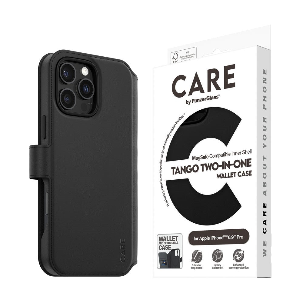 CARE by PanzerGlass iPhone 16 Pro Max Feature Tango 2-in-1 Deksel med Lommebok - Svart