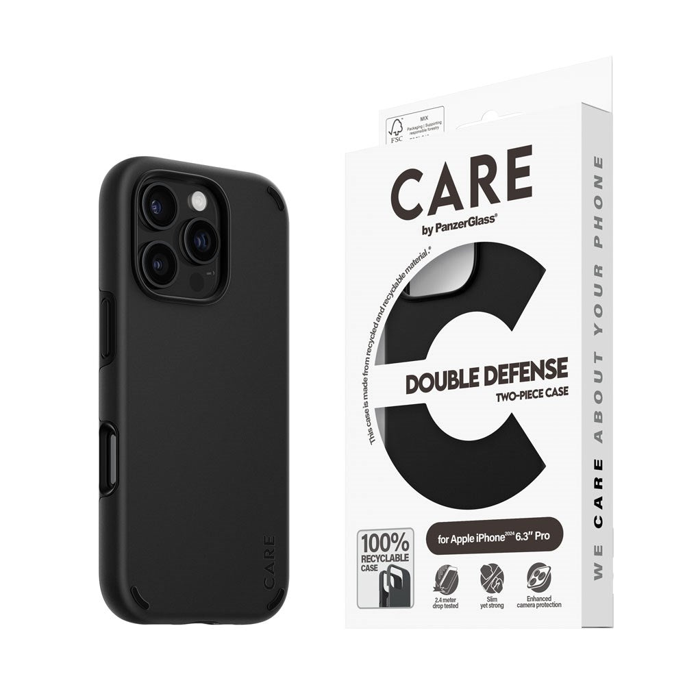 CARE by PanzerGlass iPhone 16 Pro Feature Double Defence Deksel - Svart