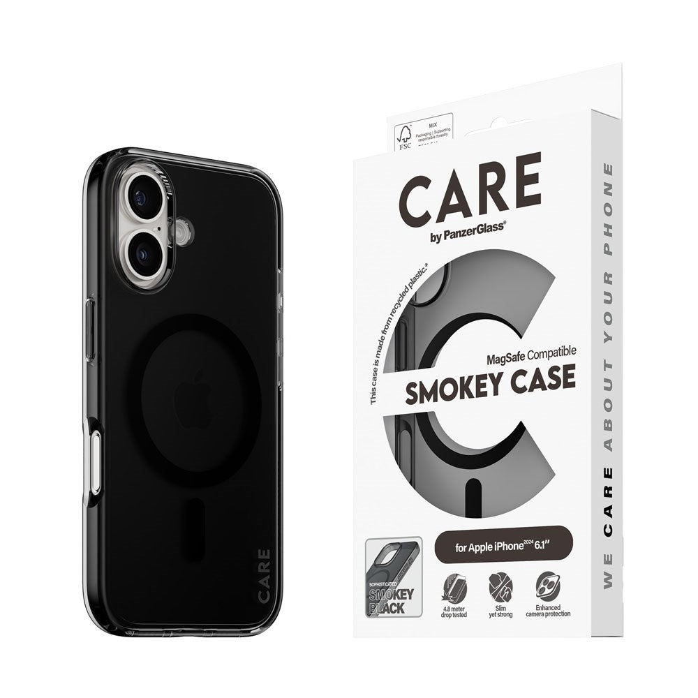 CARE by PanzerGlass iPhone 16 FLAGSHIP Urban Combat-deksel - MagSafe Kompatibel - Smokey / Black