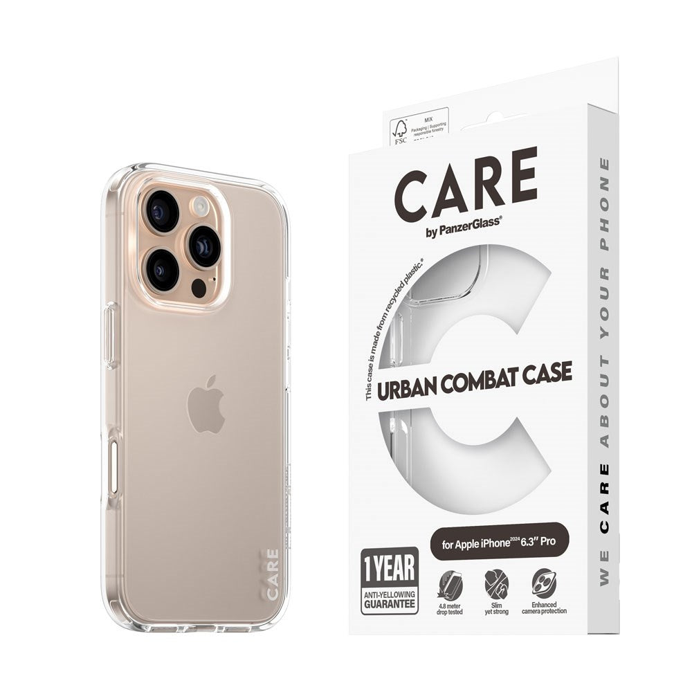 CARE by PanzerGlass iPhone 16 Pro FLAGSHIP Urban Combat-deksel - Transparent
