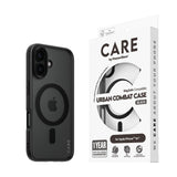 CARE by PanzerGlass iPhone 16 FLAGSHIP Urban Combat-deksel - MagSafe Kompatibel - Transparent / Black Frame