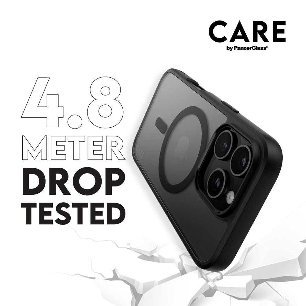 CARE by PanzerGlass iPhone 16 Pro FLAGSHIP Urban Combat-deksel - MagSafe Kompatibel - Transparent / Black Frame