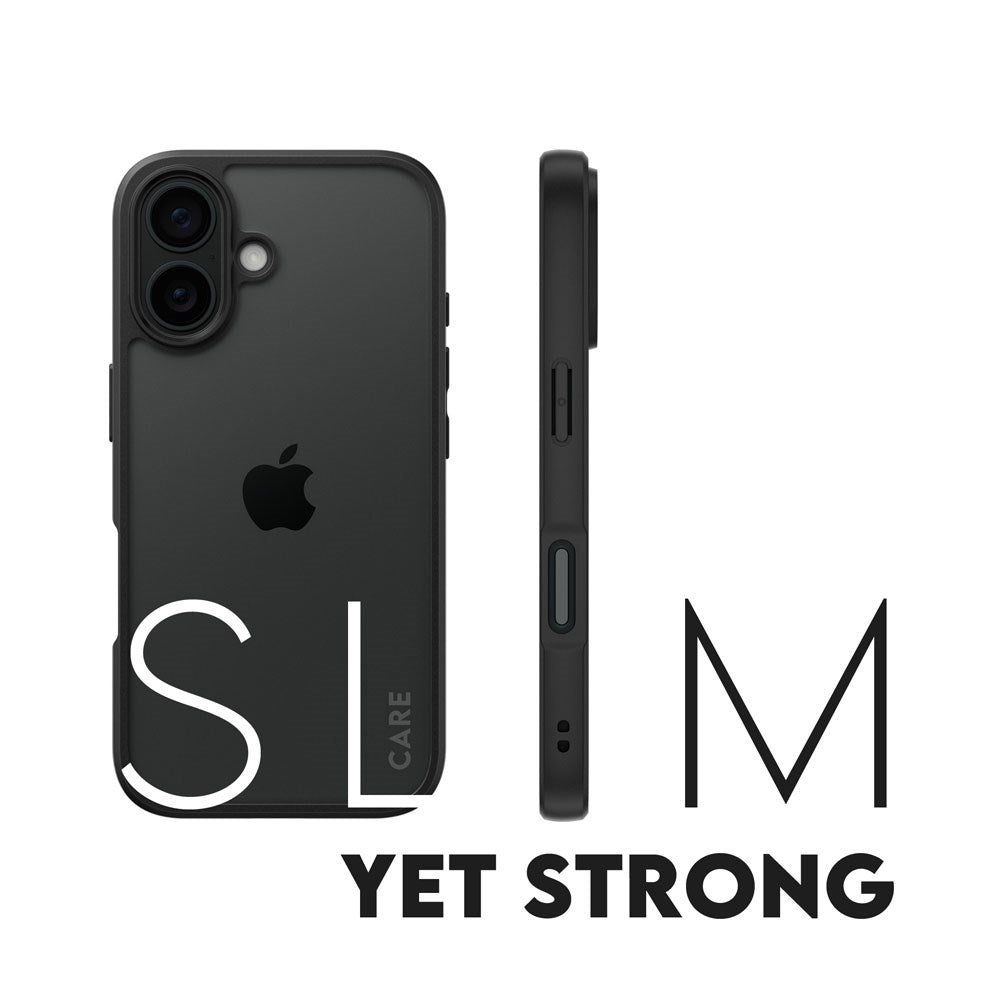 CARE by PanzerGlass iPhone 16 FLAGSHIP Urban Combat-deksel - Transparent / Black Frame