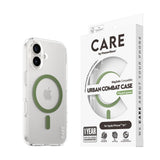 CARE by PanzerGlass iPhone 16 FLAGSHIP Urban Combat-deksel - MagSafe Kompatibel - Transparent / Piquant Green
