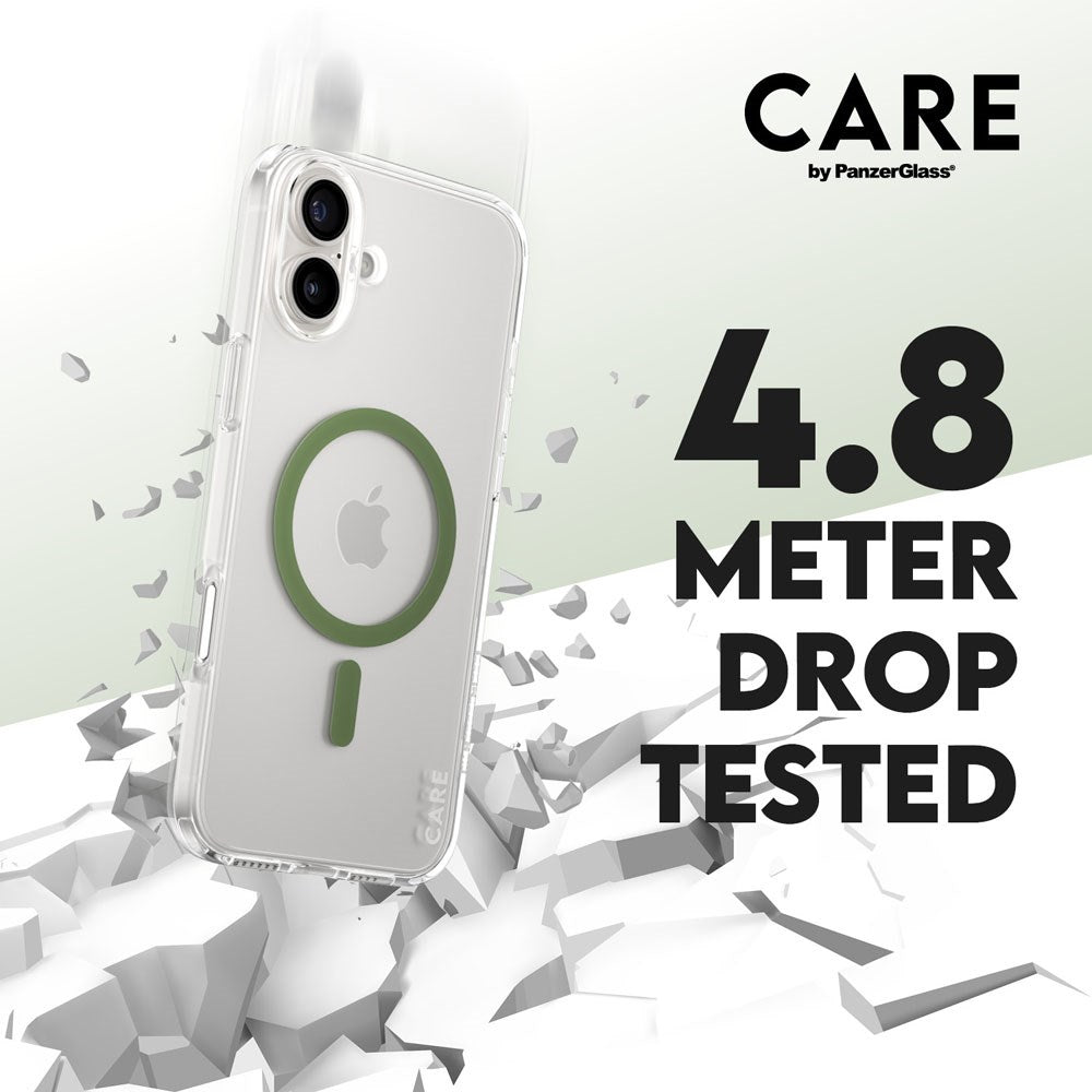 CARE by PanzerGlass iPhone 16 Plus FLAGSHIP Urban Combat-deksel - MagSafe Kompatibel - Transparent / Piquant Green