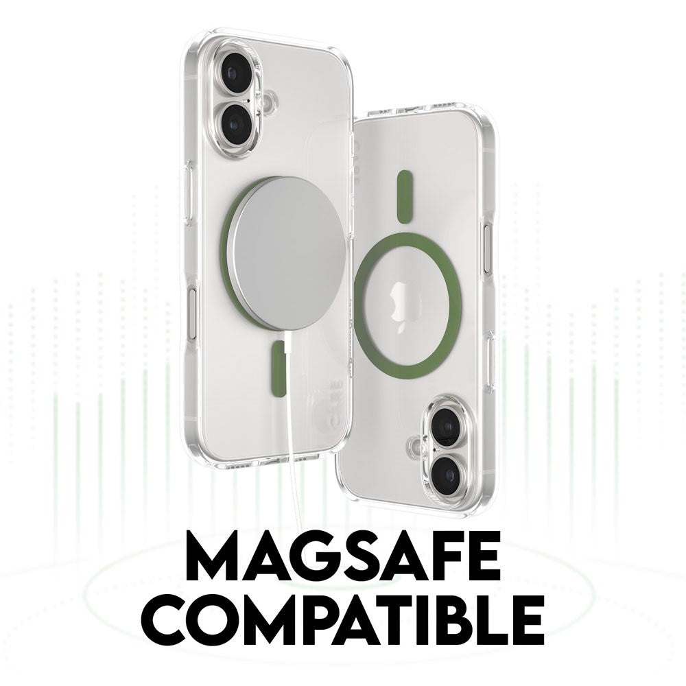 CARE by PanzerGlass iPhone 16 Plus FLAGSHIP Urban Combat-deksel - MagSafe Kompatibel - Transparent / Piquant Green