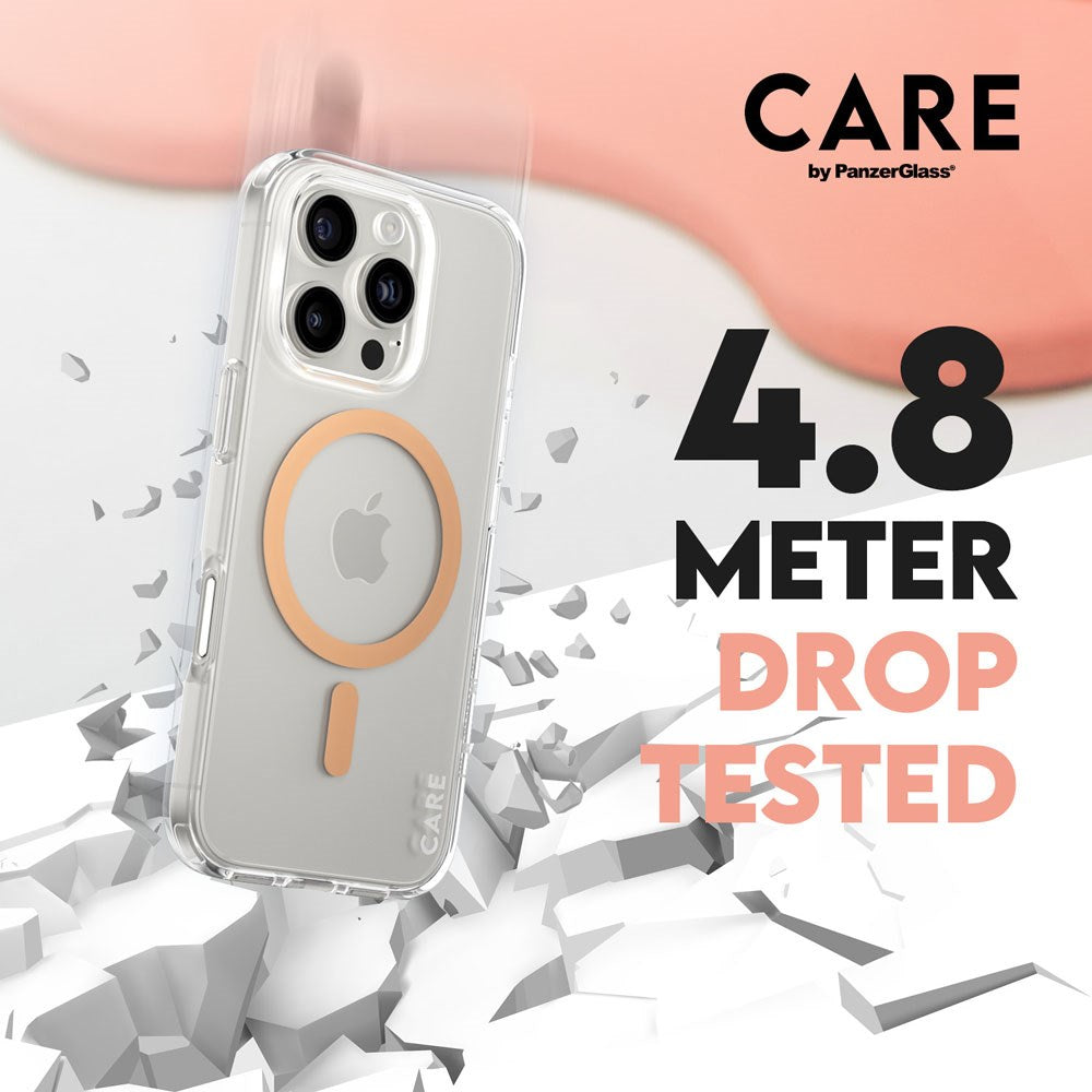 CARE by PanzerGlass iPhone 16 Pro FLAGSHIP Urban Combat-deksel - MagSafe Kompatibel - Transparent / Peach Fuzz