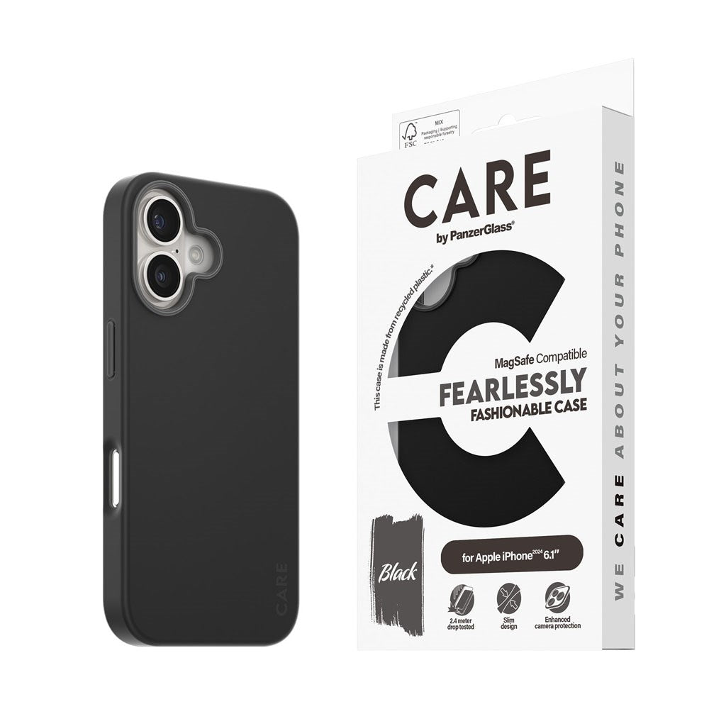 CARE by PanzerGlass iPhone 16 FASHION Fearlessly Fashionable Deksel - MagSafe Kompatibel - Black