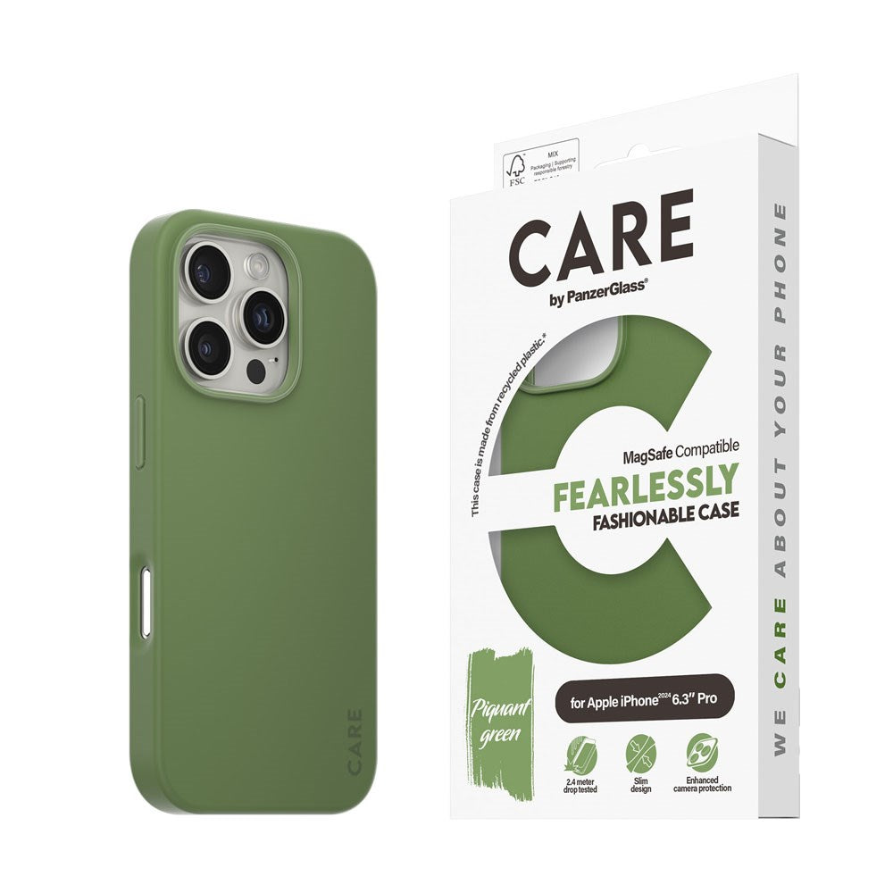 CARE by PanzerGlass iPhone 16 Pro FASHION Fearlessly Fashionable Deksel - MagSafe Kompatibel - Piquant Green