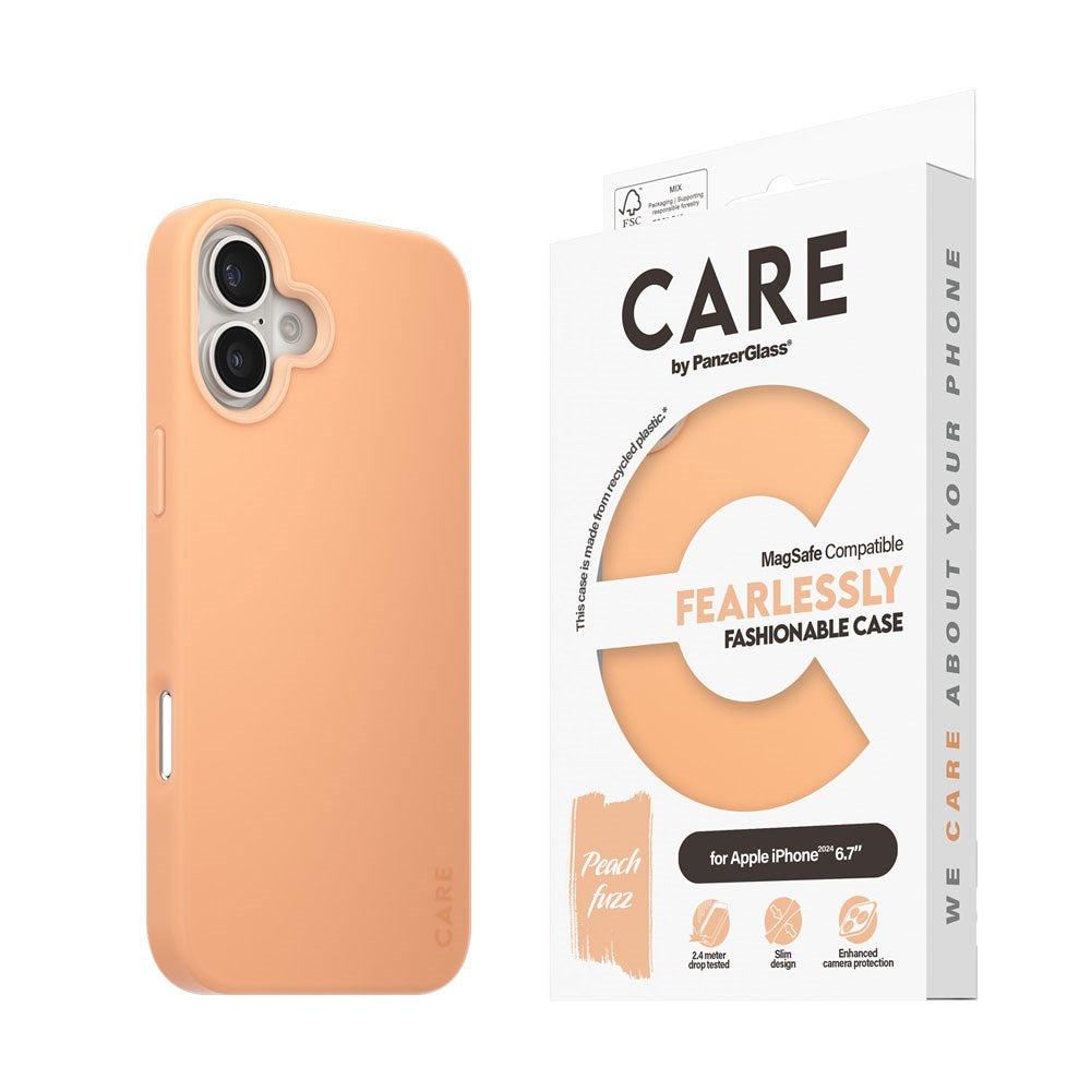 CARE by PanzerGlass iPhone 16 Plus FASHION Fearlessly Fashionable Deksel - MagSafe Kompatibel - Peach Fuzz