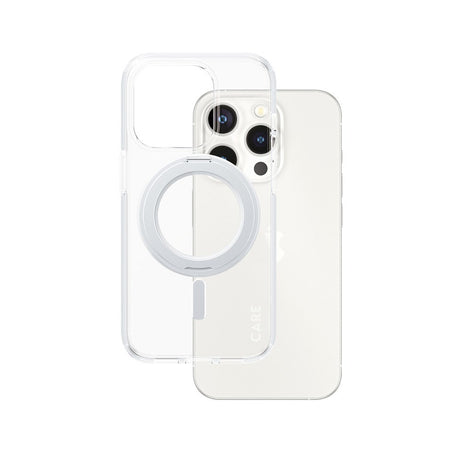 CARE by PanzerGlass iPhone 15 Pro Feature Kickstand Deksel - MagSafe Kompatibel - Transparent / Silver