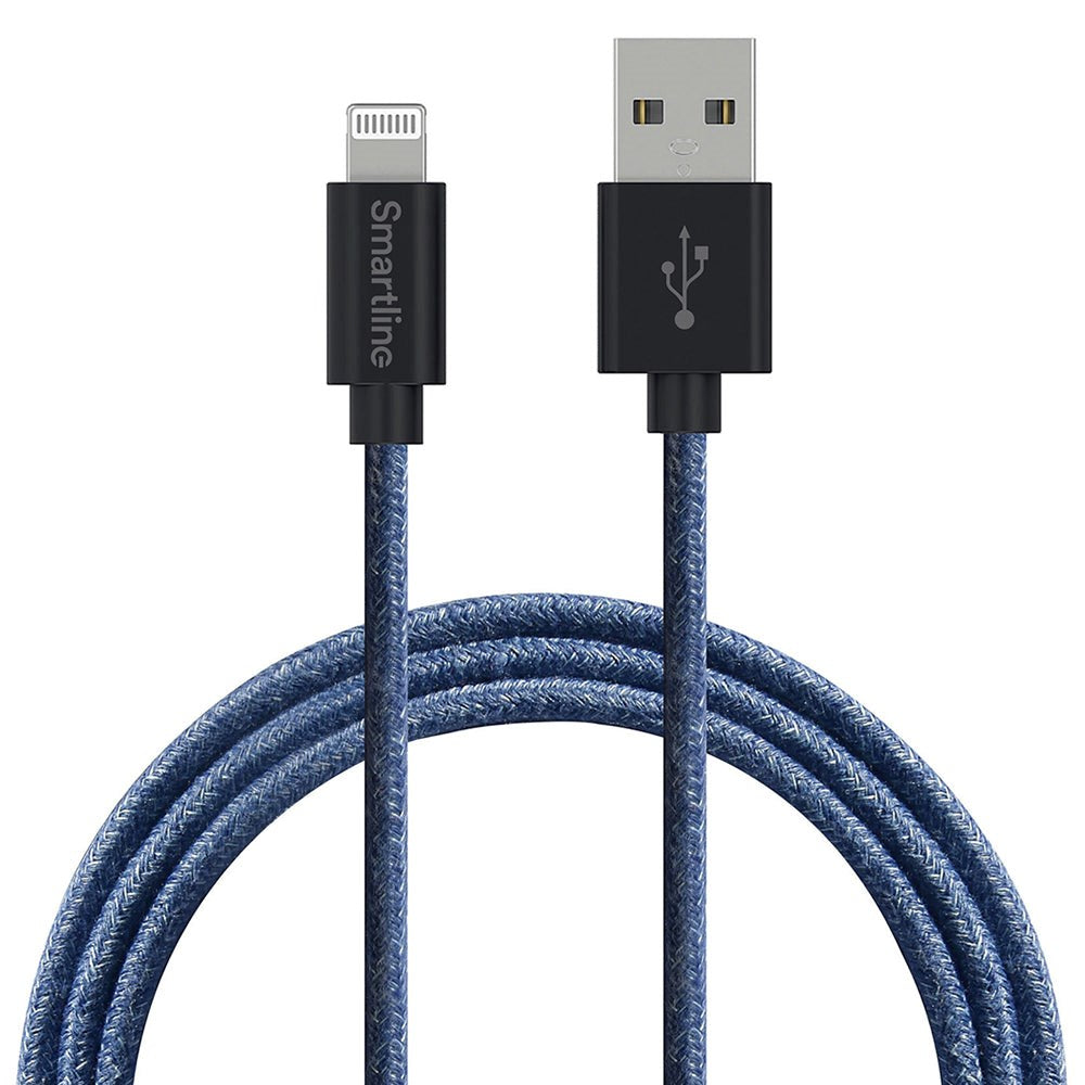 Smartline Fuzzy USB-A til Lightning Kabel 2 meter - Blå