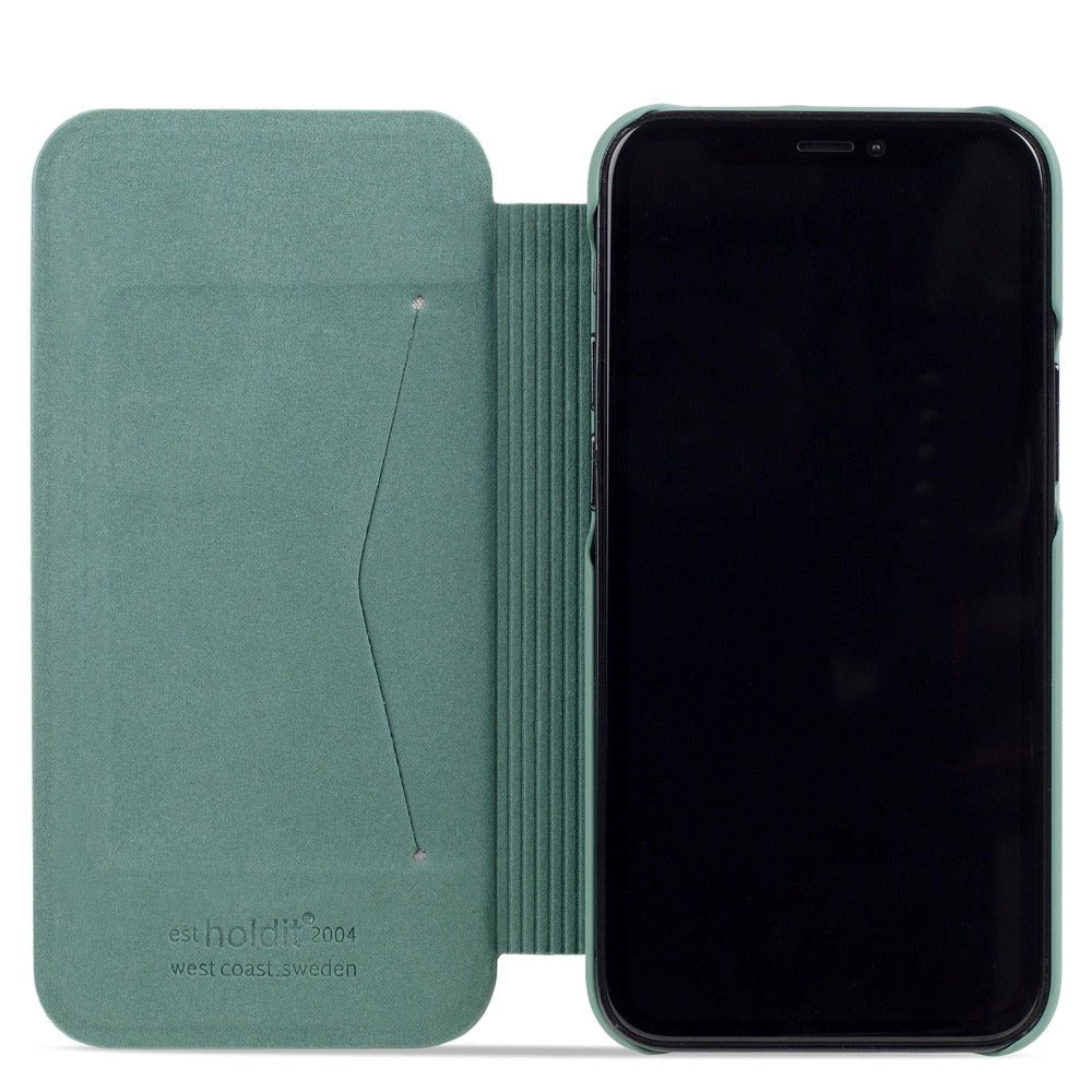 Holdit iPhone 13 Pro Slim Flip Deksel m. Pung - Moss Green