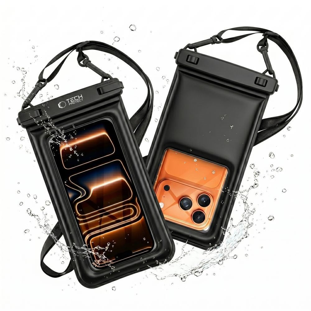 Tech-Protect Flytende Vanntett Etui - Maks.: 185 x 110 mm - Svart