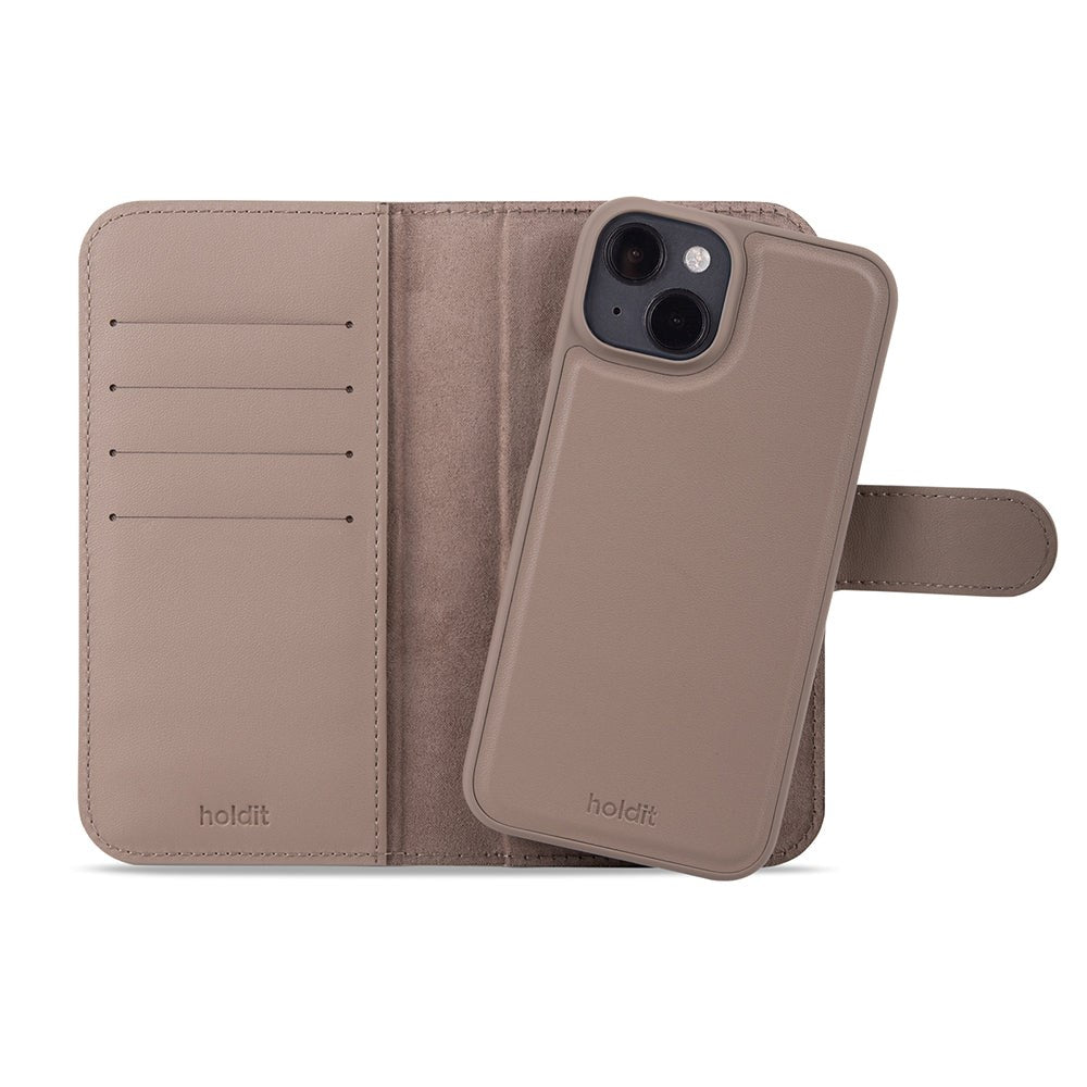 Holdit iPhone 15 Wallet Case Magnet Plus - Flip Deksel - Mokka Brun