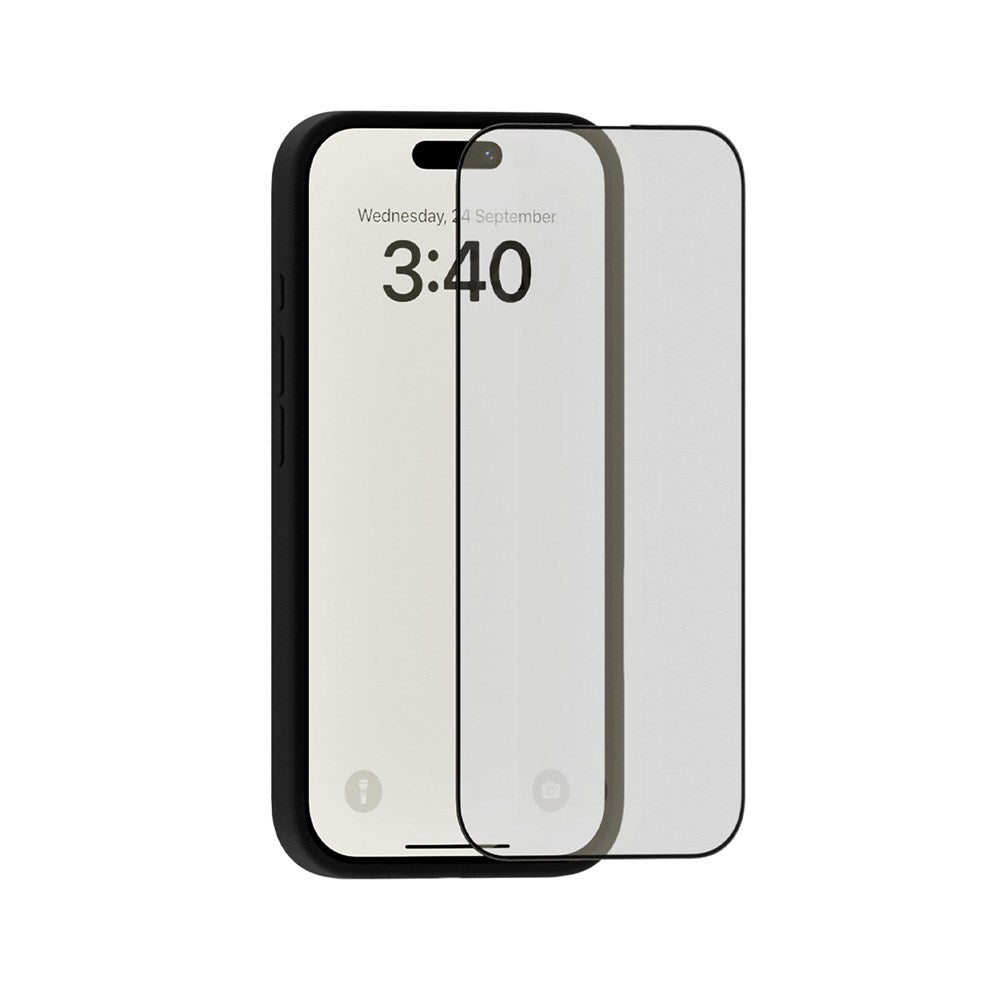 Holdit iPhone 16 / 15 / 14 Pro Herdet Glass Skjermbeskyttelse 3D - Case-Friendly - Gjennomsiktig / Svart Kant