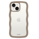 Holdit iPhone 15 / 14 / 13 Wavy Deksel - Mocha Brown / Transparent