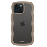 Holdit iPhone 15 / 14 / 13 Wavy Deksel - Mocha Brown / Transparent