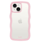 Holdit iPhone 15 / 14 / 13 Wavy Deksel - Pink / Transparent