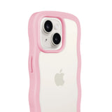 Holdit iPhone 15 / 14 / 13 Wavy Deksel - Pink / Transparent