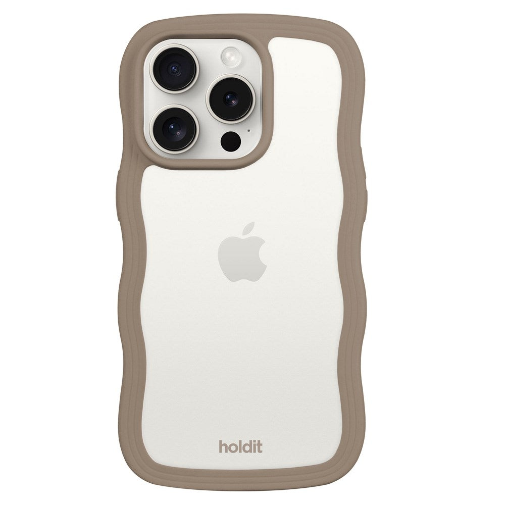 Holdit iPhone 14 Pro Wavy Deksel - Mocha Brown / Transparent